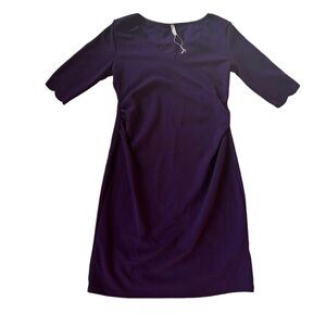 PINKBLUSH purple scalloped edge short sleeve stretch maternity dress size med